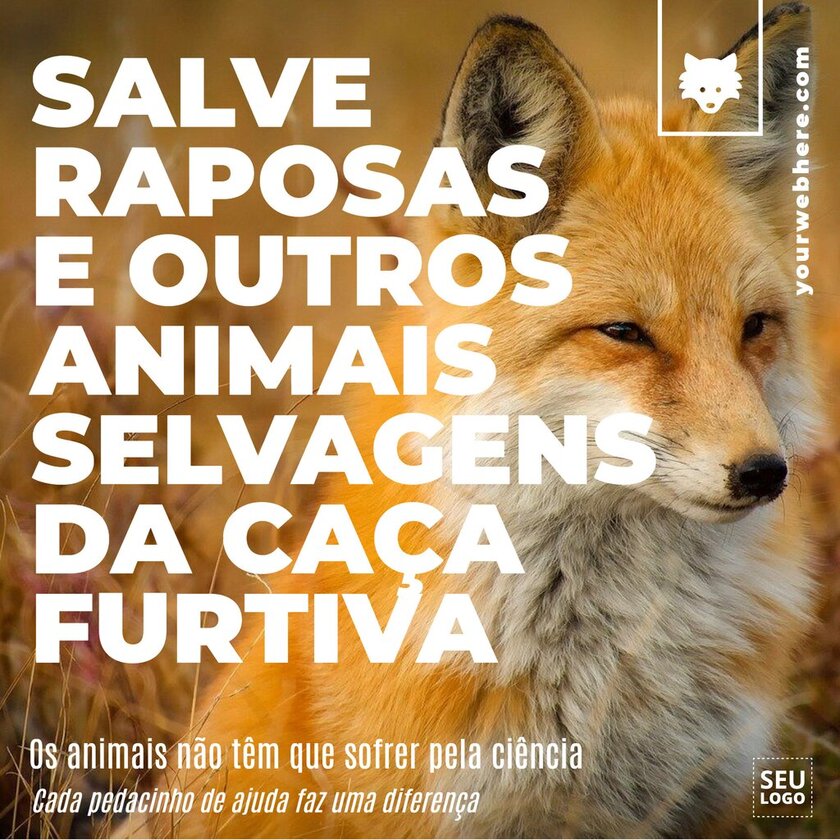 banner 100% editável para promover a proteção das raposas