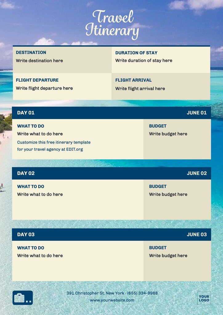 Editable Travel Itinerary Template