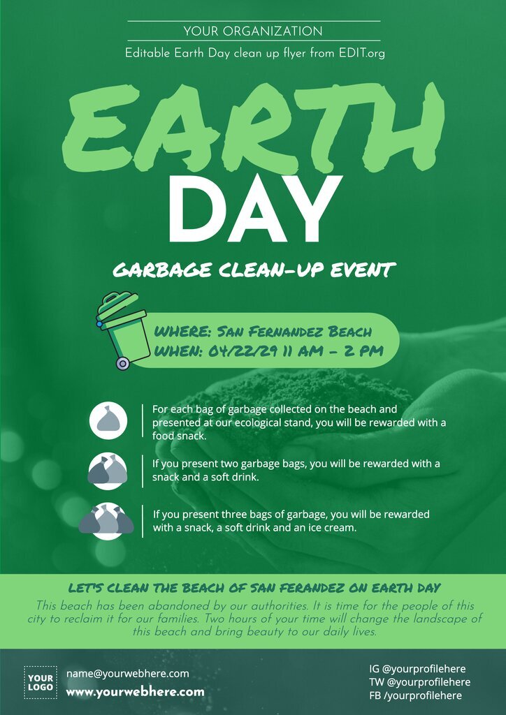 Free Earth Day creative poster for cleanups