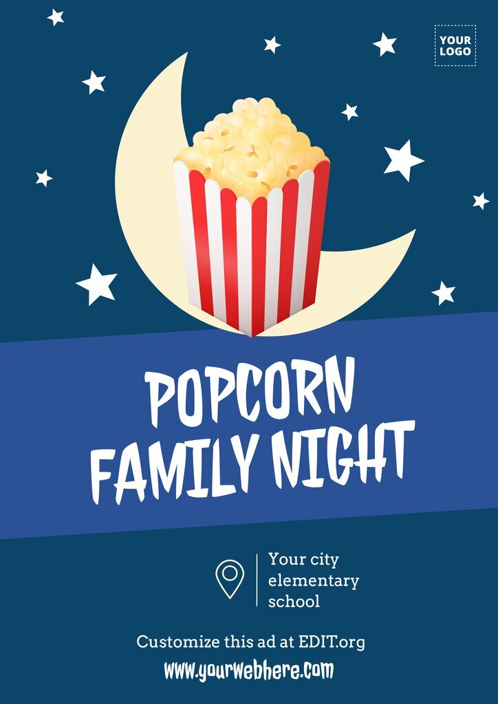 Poster to advertise National Popcorn Day offers in movie nights