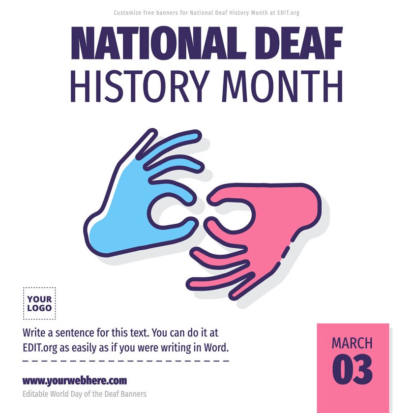 Customizable Deaf Month banners to edit for free