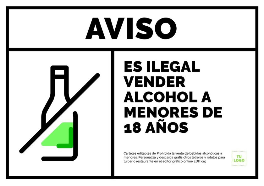Cartel editable online prohibido vender alcohol a menores