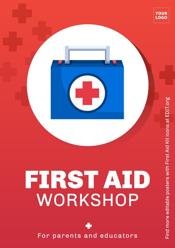 Customizable poster with First Aid Kit icon to edit online