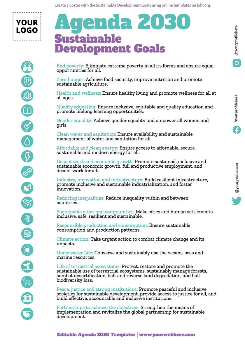 Printable poster on sustainable development goals