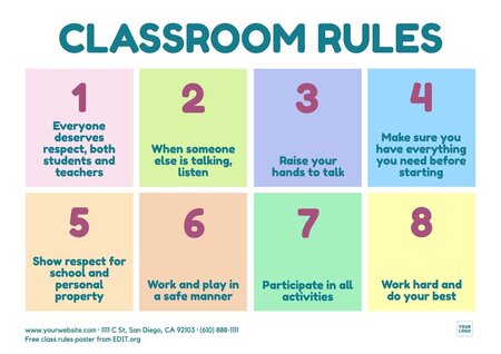 Free customizable classroom rules poster templates