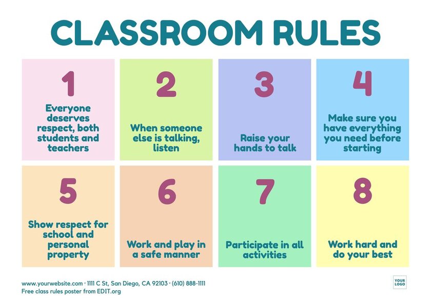 Free Customizable Classroom Rules Poster Templates