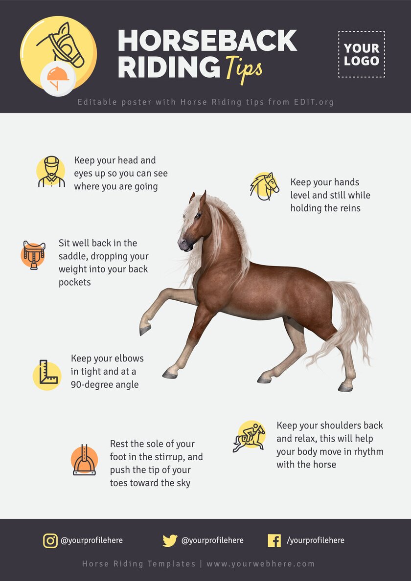 Posters with horse riding tips to edit online