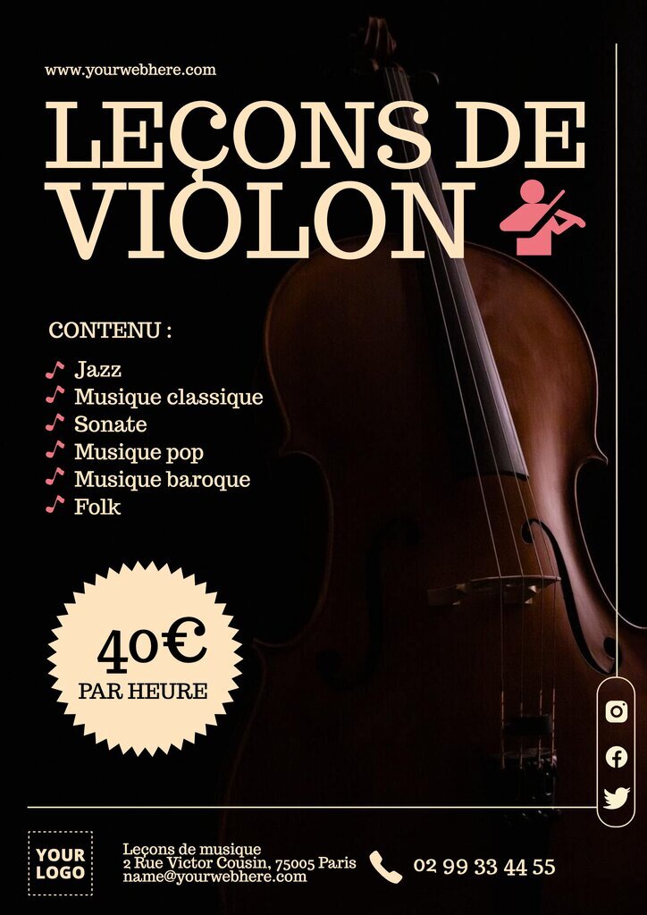 Prospectus éditable pour des leçons de violon