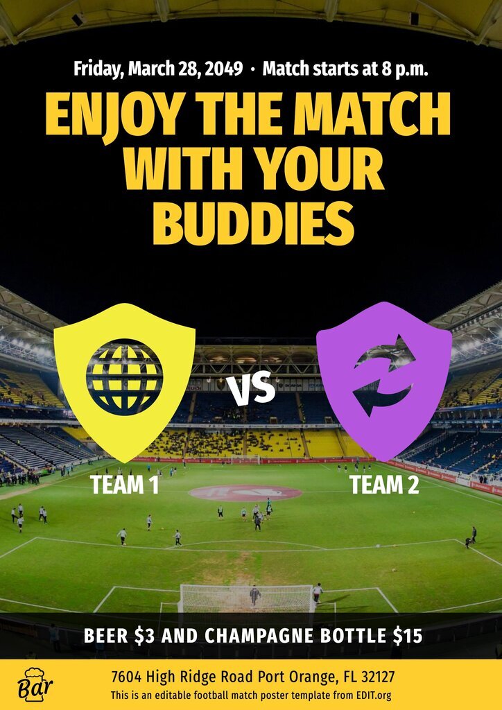 Cartel personalizable para anunciar partido de fútbol