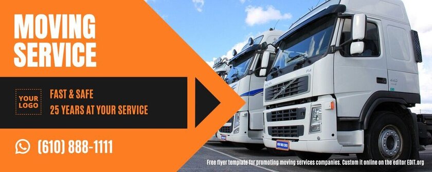 Moving and removal services design template for a banner, to edit online for free