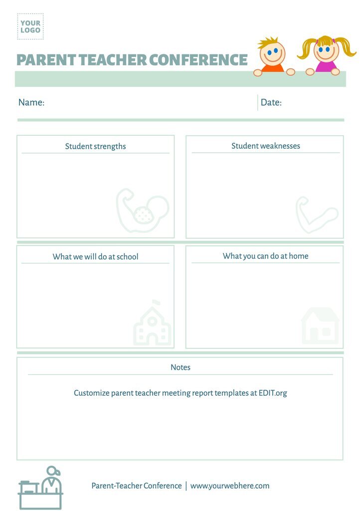 Free parent teacher conference report template