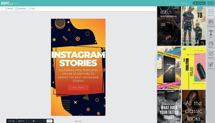 Éditeur en ligne de designs de Stories Instagram