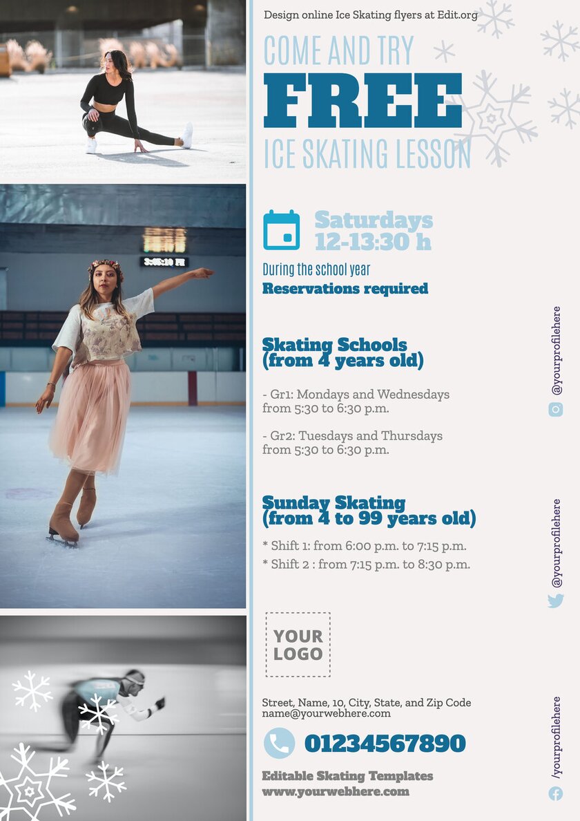 Customizable Ice Skating course poster design