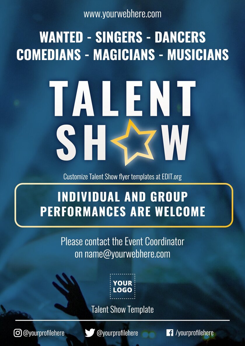 Copy of Talent Show Flyer Template  Talent show, Flyer design templates,  Flyer