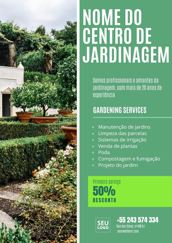Design de modelo de flyer para lojas de jardinagem editável on-line e imprimível