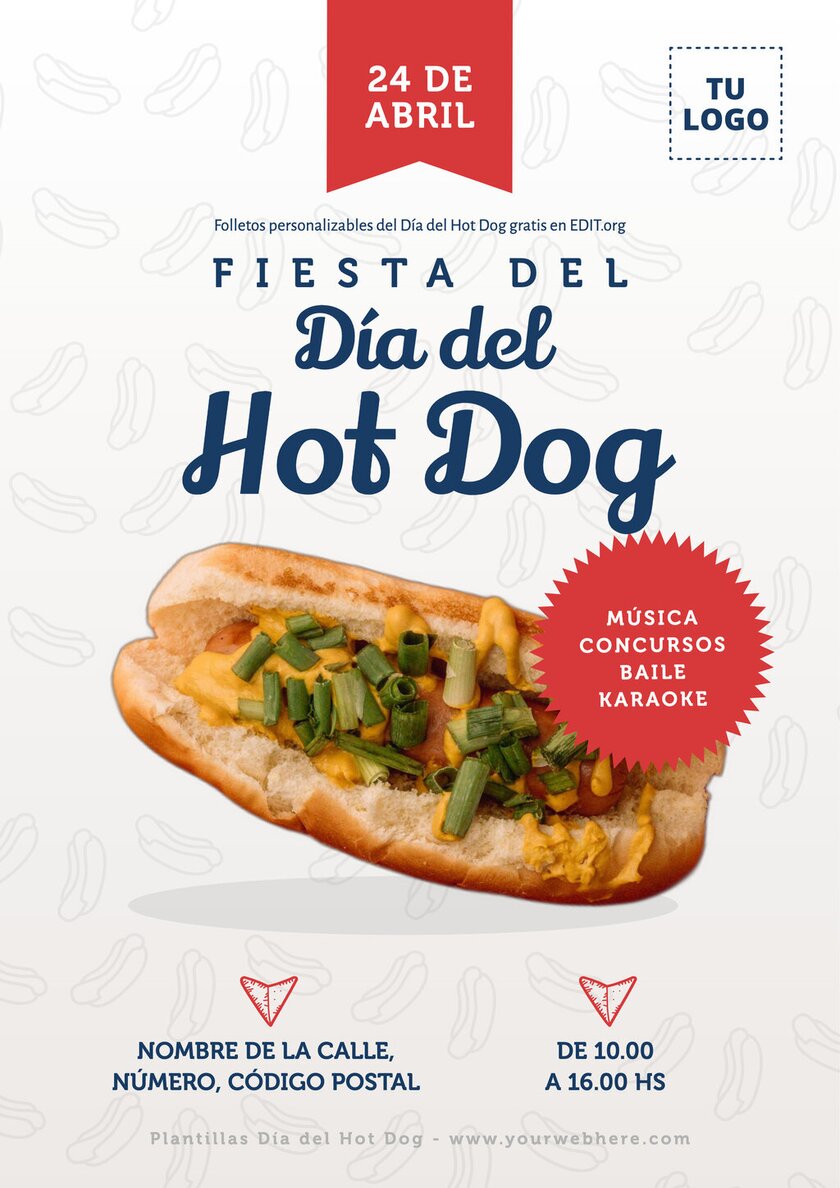 Día del Hot Dog pósters y flyers editables