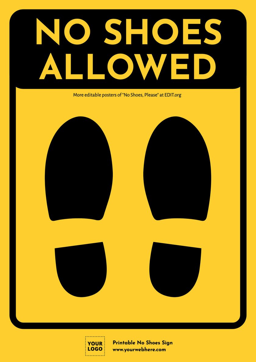 Prohibited shoes sign template free printable