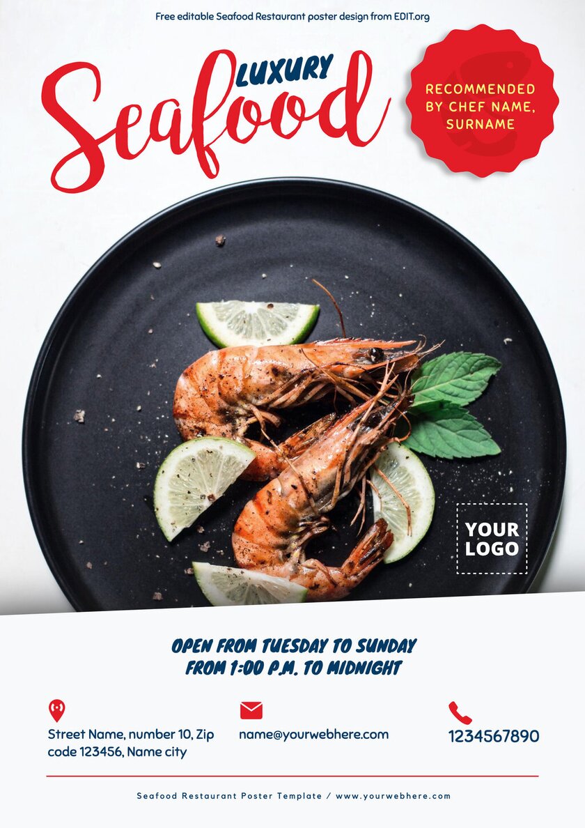 Seafood bar flyer template to print for free