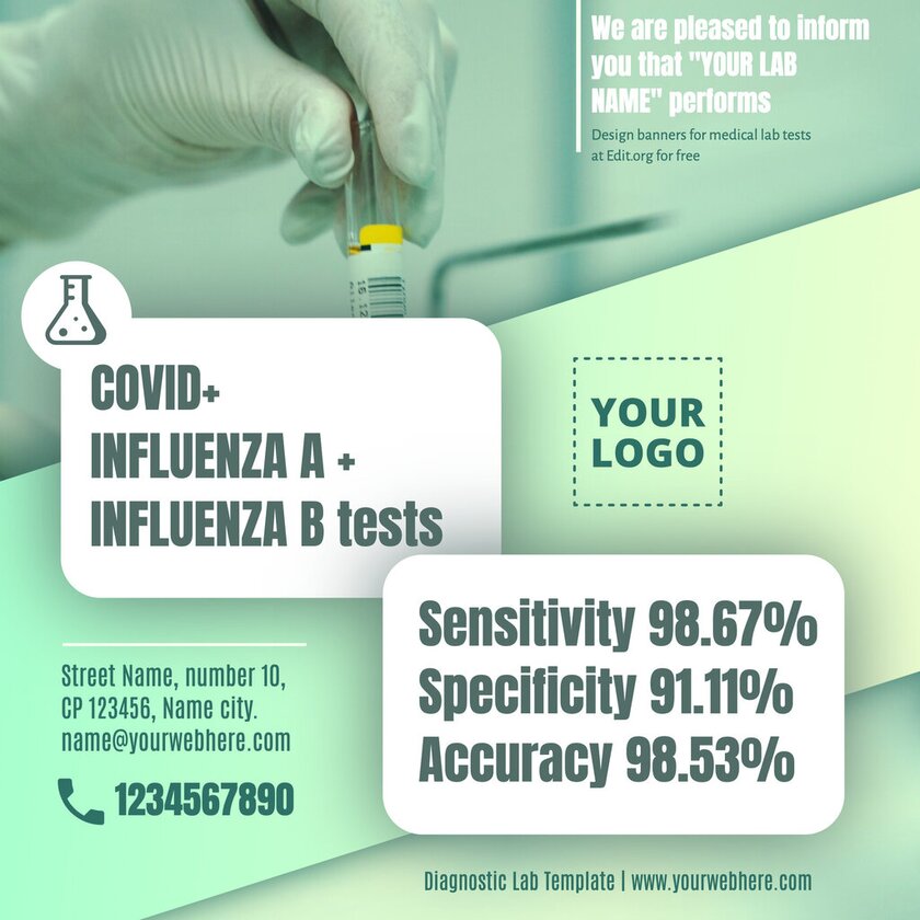 Editable online diagnostic lab banner template for tests
