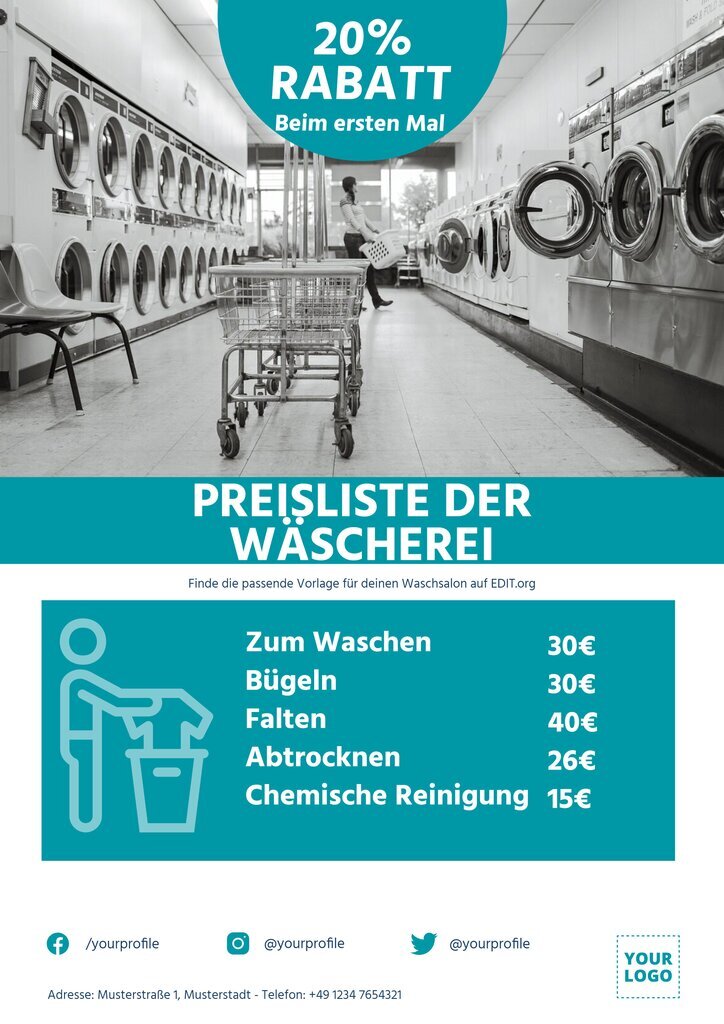 Kostenlose Vorlagen für Wäschereinen