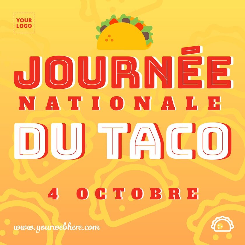 Poster pour la journée nationale du tacos avec fond orange jaune