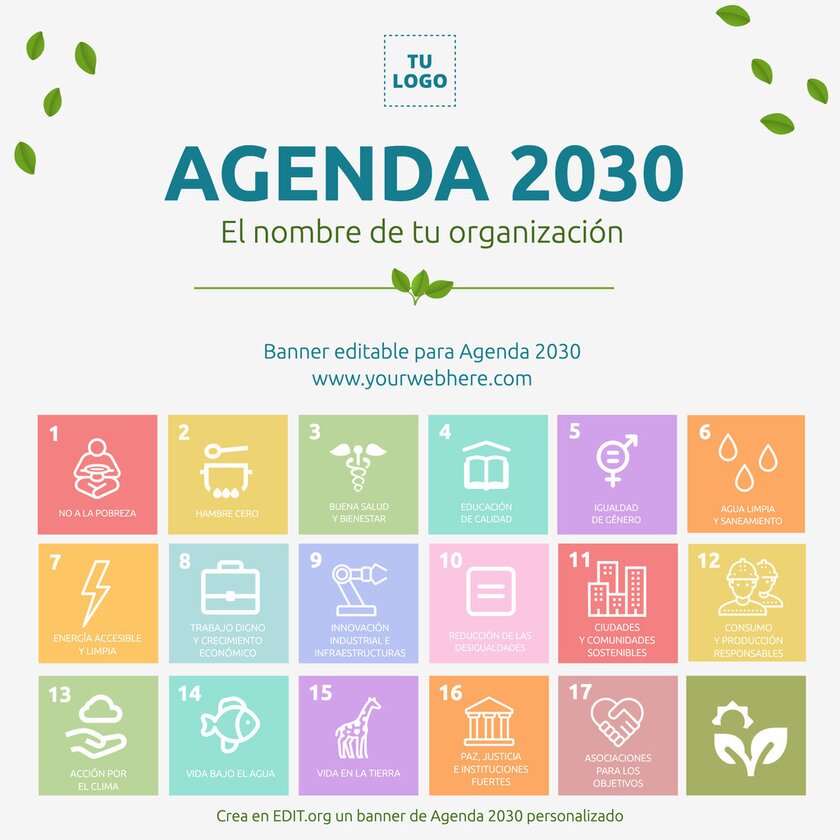 Cartel con objetivos de desarrollo sostenible de las naciones unidas para personalizar