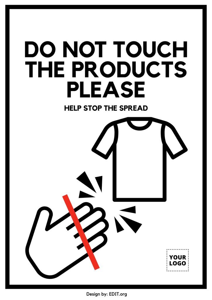 Do not touch the products please sign template