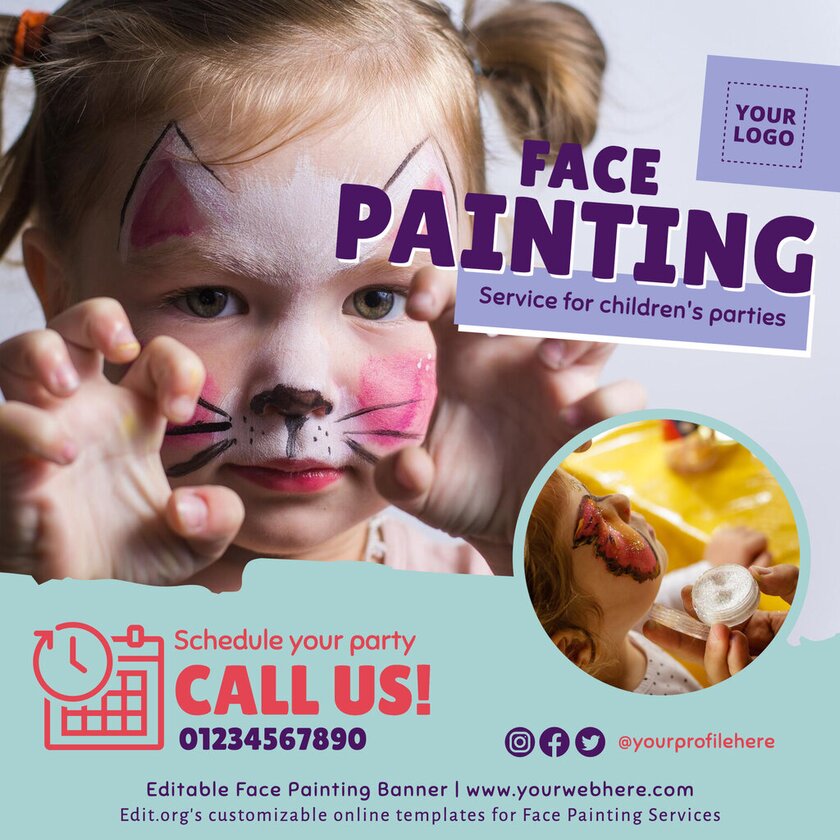 Face painting service ad template for children party