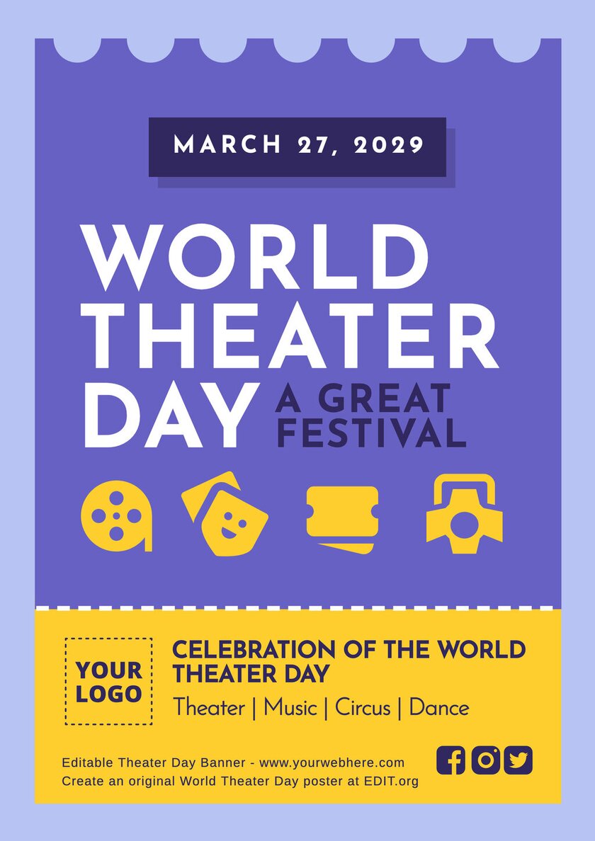 Editable poster for the International Day of Theater