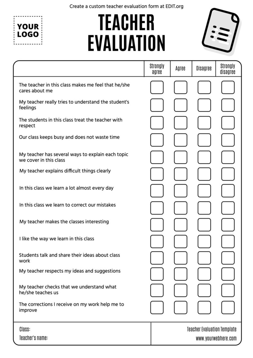 Printable evaluation of teaching practice example