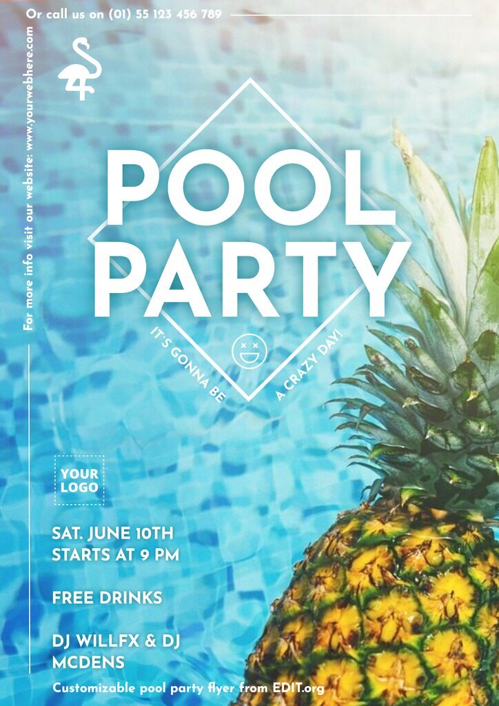 Free pool party flyer template