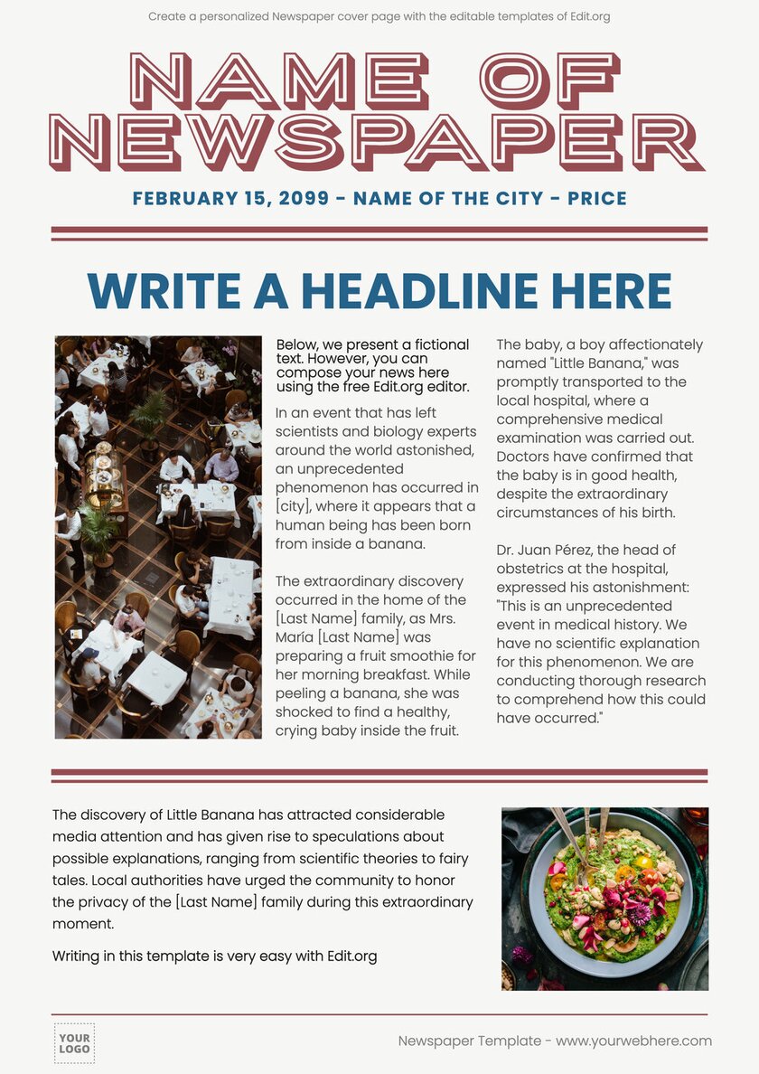 Editable Newspaper Templates for Free