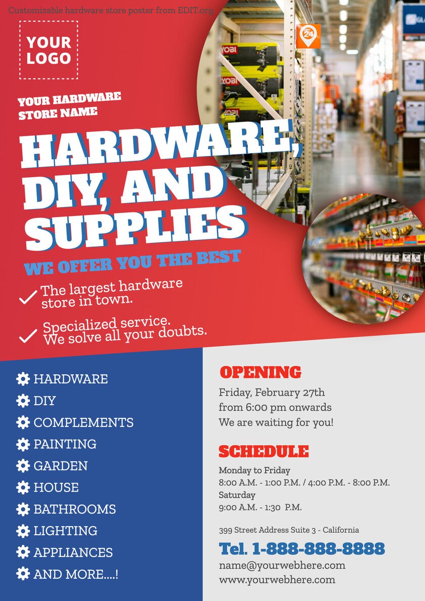Editable flyers for Hardware DIY and supplies