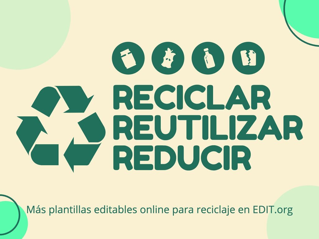Carteles editables de Reducir, Reusar y Reciclar