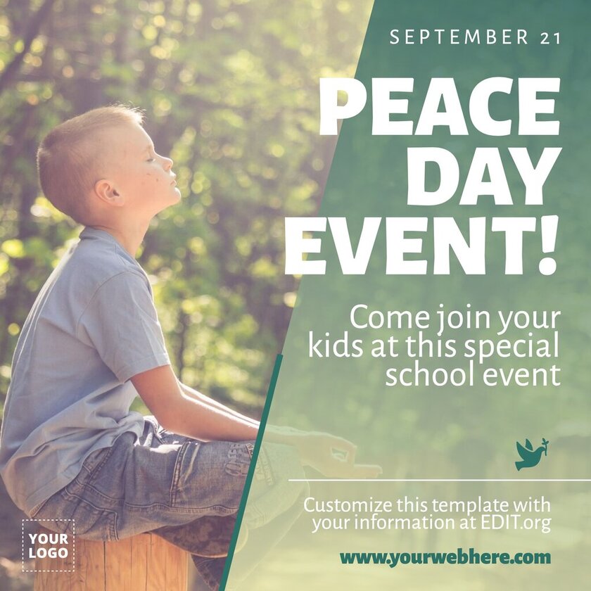 Poster showing a child on the international Peace Day.