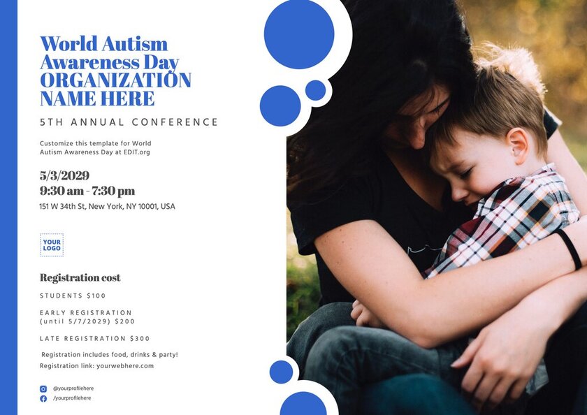 Gratis folder ontwerp voor Internationale Autisme Dag evenementen