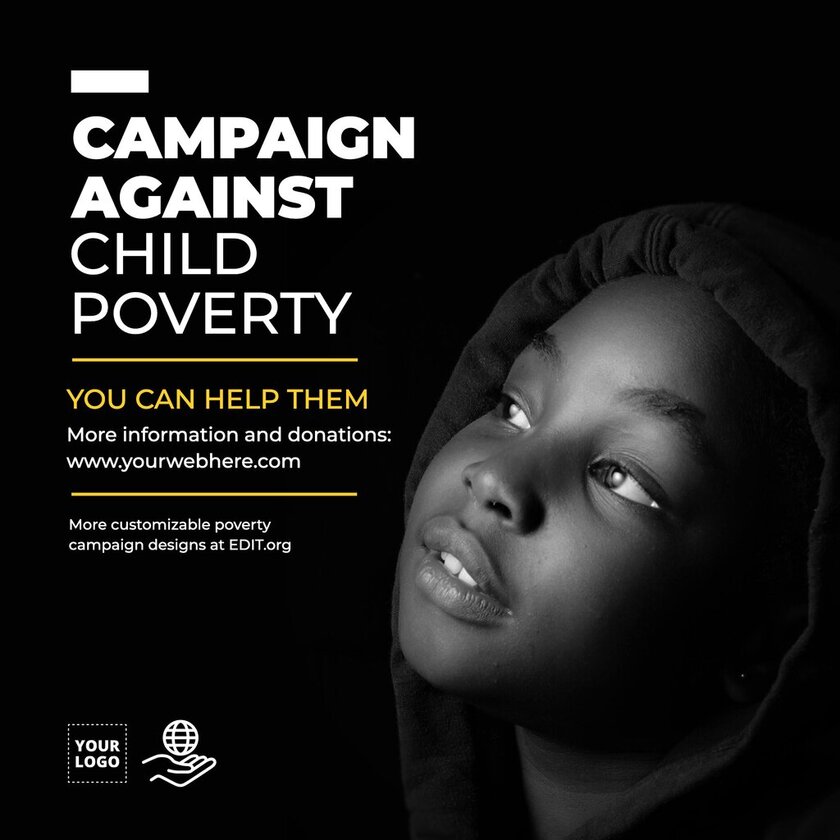 Customizable banner designs to fight against poverty