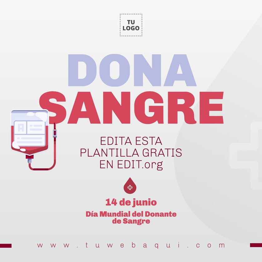 Plantilla de banner editable online para campañas de Donaciones de Sangre, editable online gratis