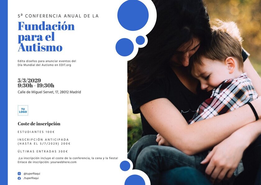 Plantilla personalizable de folleto sobre el autismo