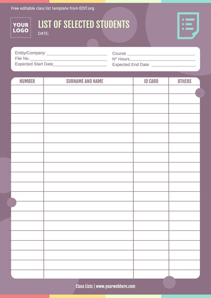 Free Printable Class List Template For Teachers Pdf - Printable Forms ...