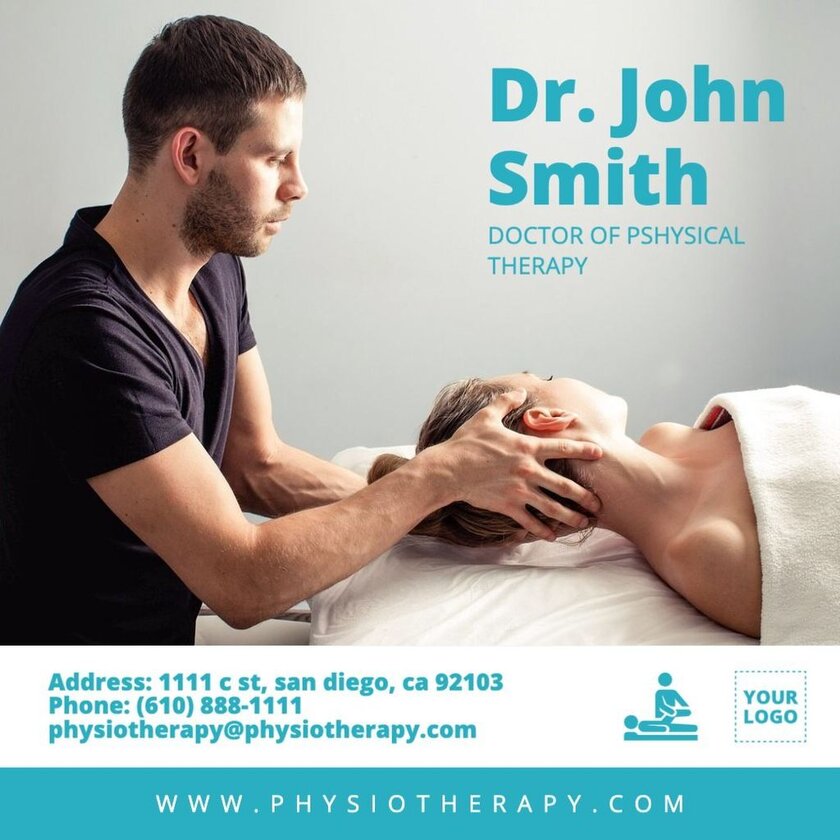 Physical therapist doctor template with background photo