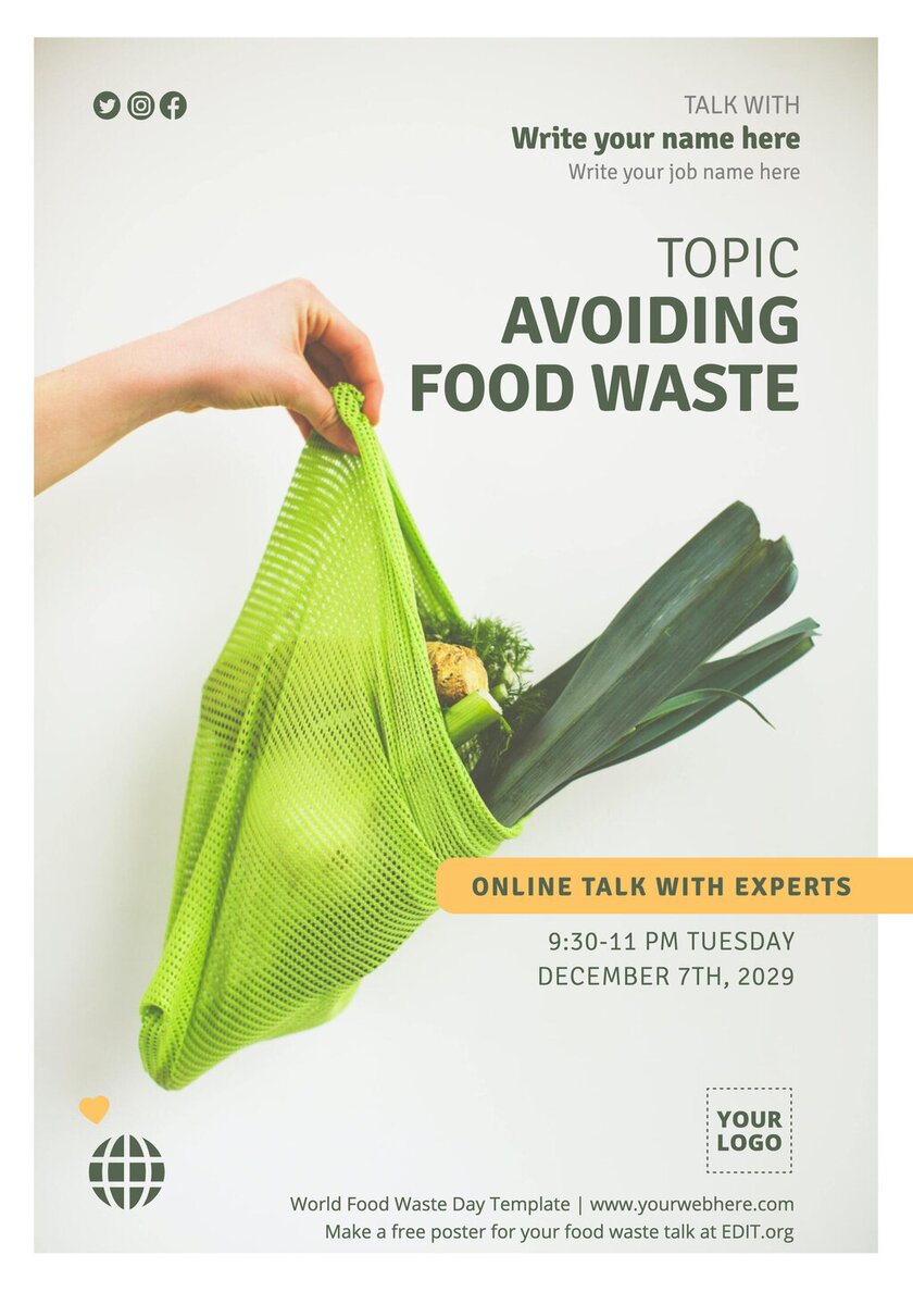 Customizable poster for food wastage talk