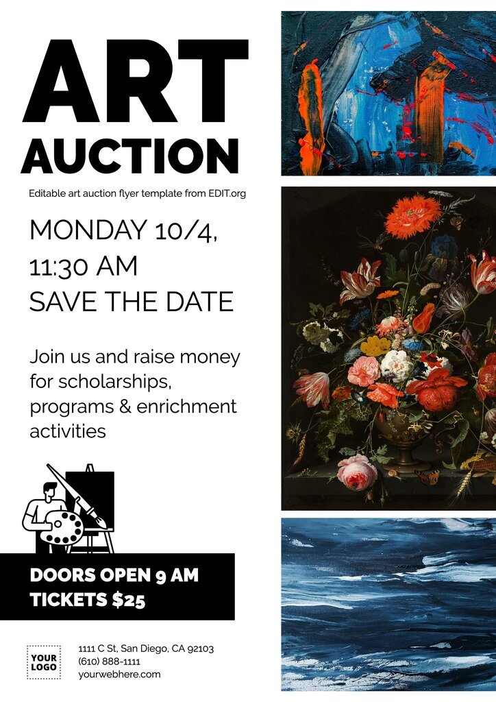 Printable posters for art auctions