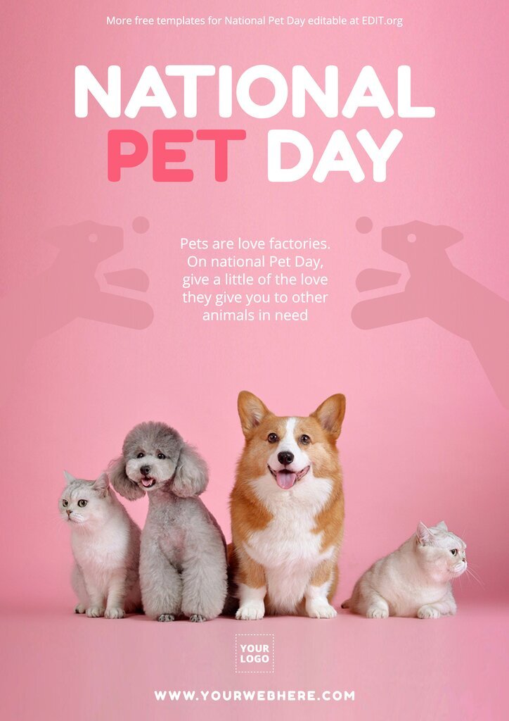 Pet day poster templates with quotes to customize online