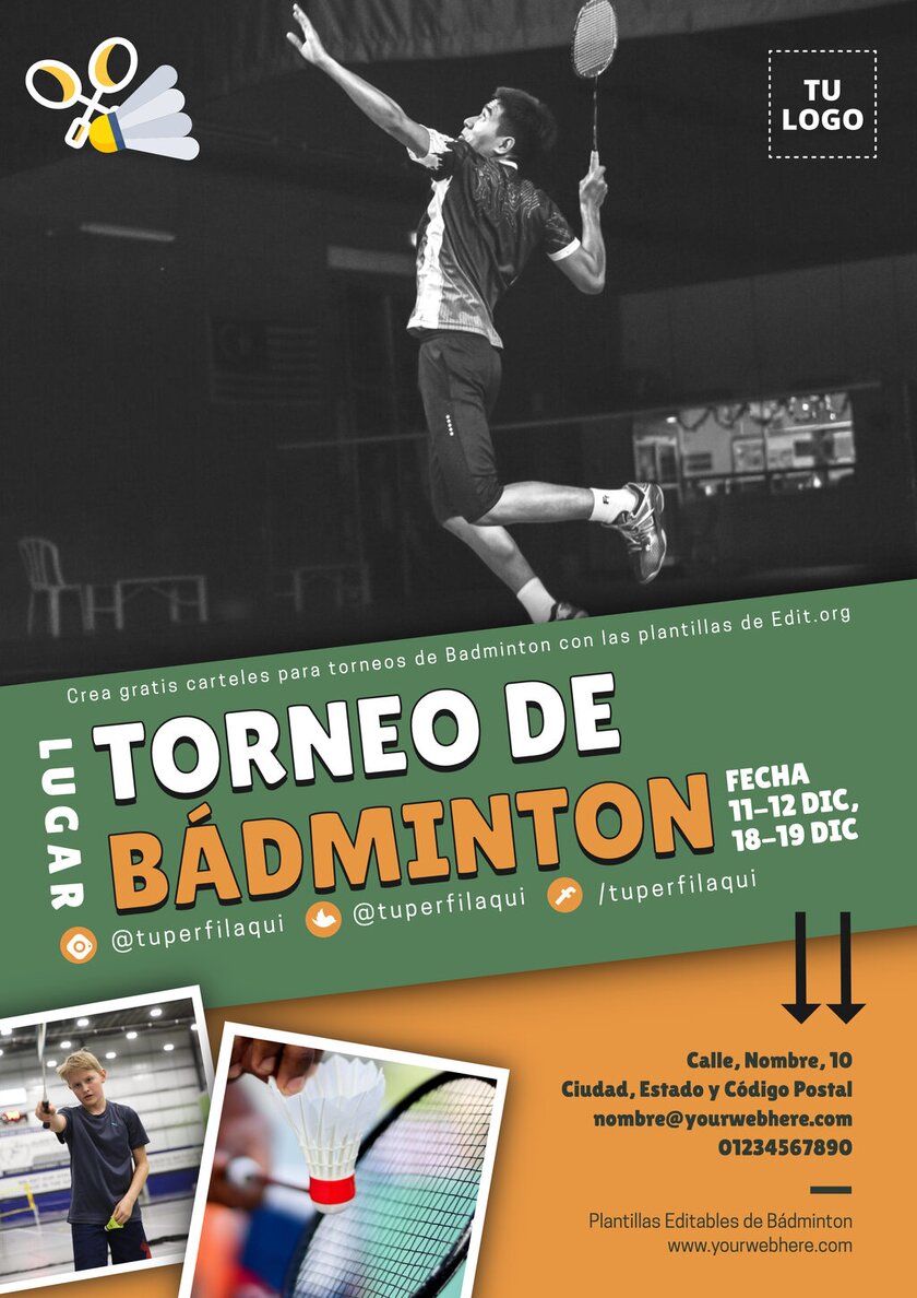 Cartel de torneo de Bádminton para personalizar online