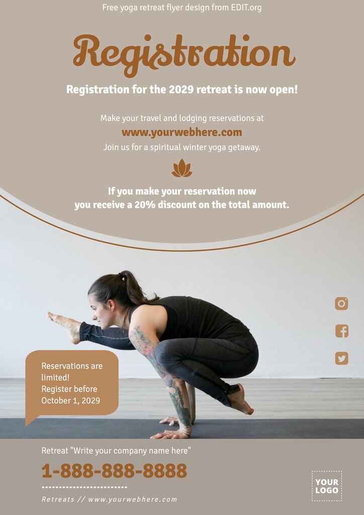 Yoga retreat invitation template to edit