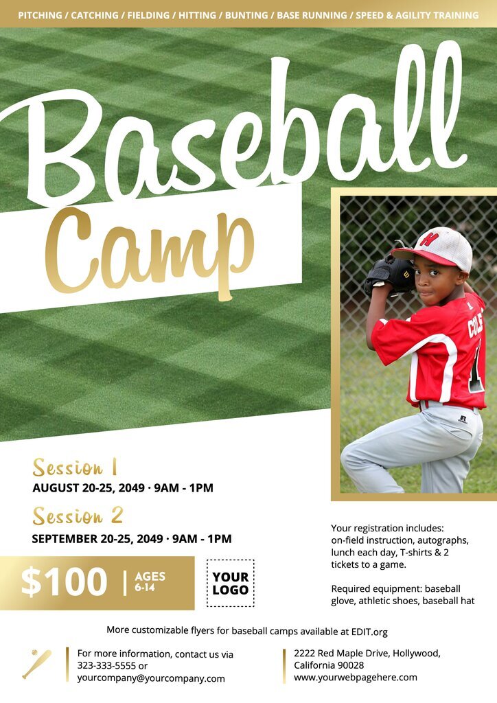Free flyer to advertise baseball camps