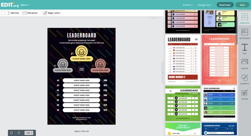 Customizable leaderboard design  Templates, Ranking, Colorful