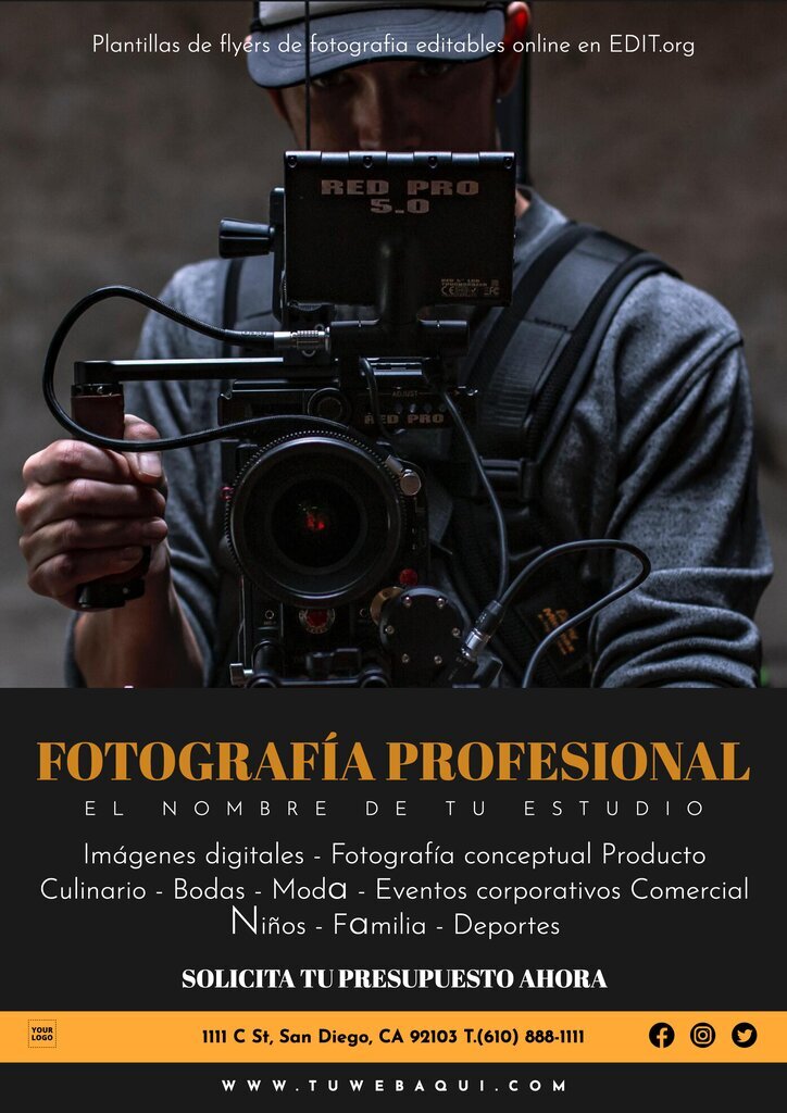 Flyer de fotógrafos personalizable online gratis