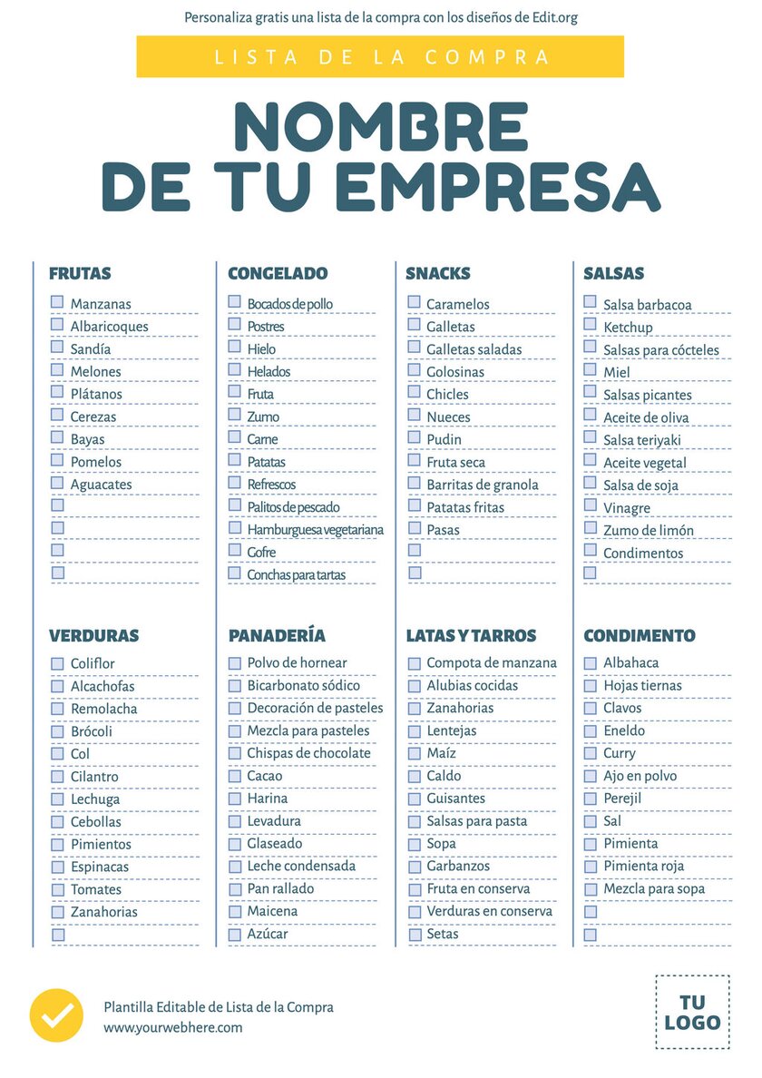 Lista De La Compra Plantillas de Lista de Compra para negocios